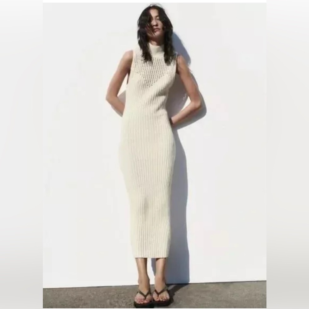 Chenille ribbed fitten mockneck dress